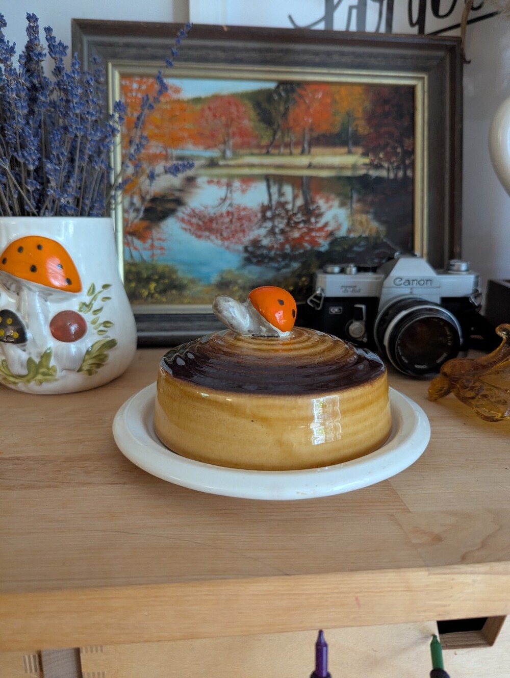 Rare Vintage Merry Mushroom Butter Dish